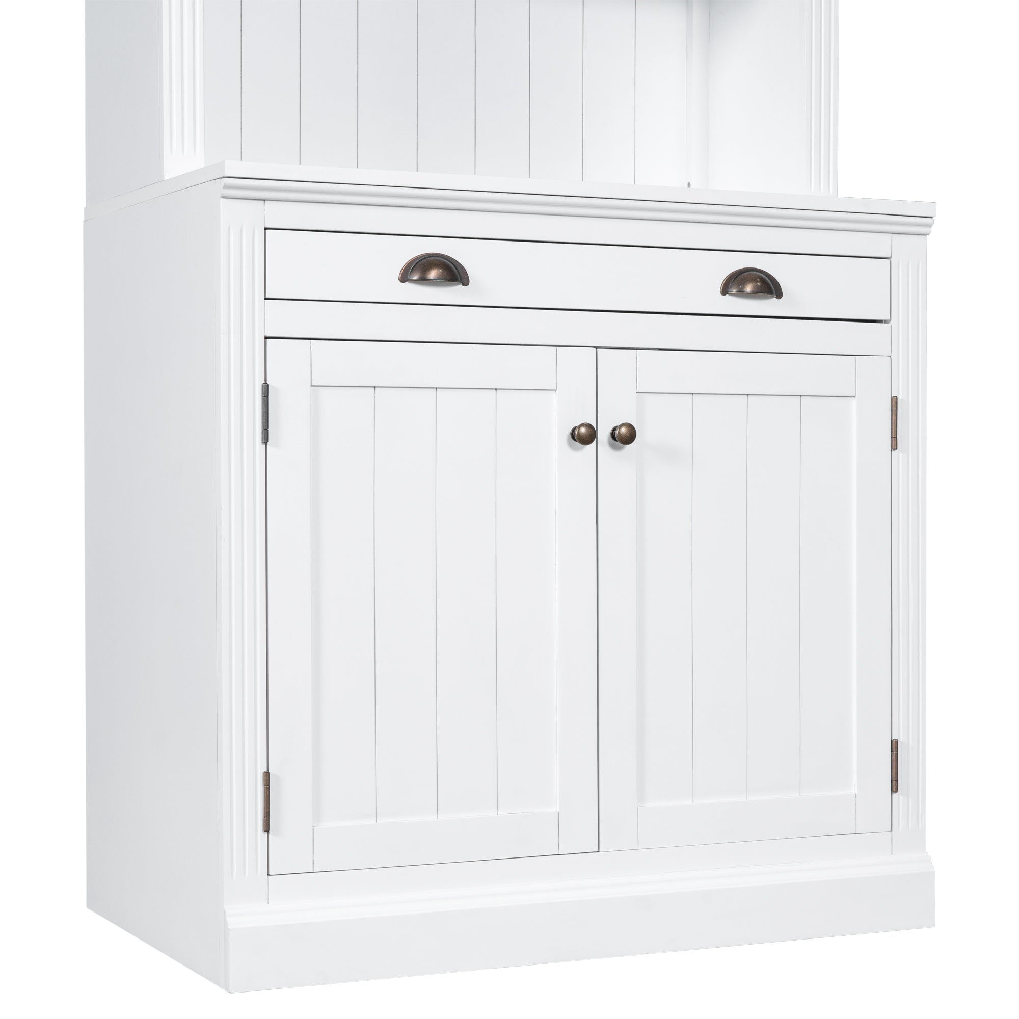 83.4"Tall Bookshelf Suite, Modern Bookcase Suite with LED Lighting,Doors and Drawers,2-Piece Set Storage Bookcase with Open Shelves for Living Room,Home Office,White