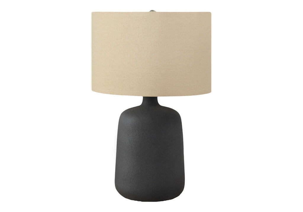 Lighting, 24'h, Table Lamp, Black Ceramic, Beige Shade, Contemporary
