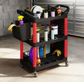 200 LBS Capacity Plastic Utility Cart with Side Shelf and Storage Bucket,Rolling Tool Cart