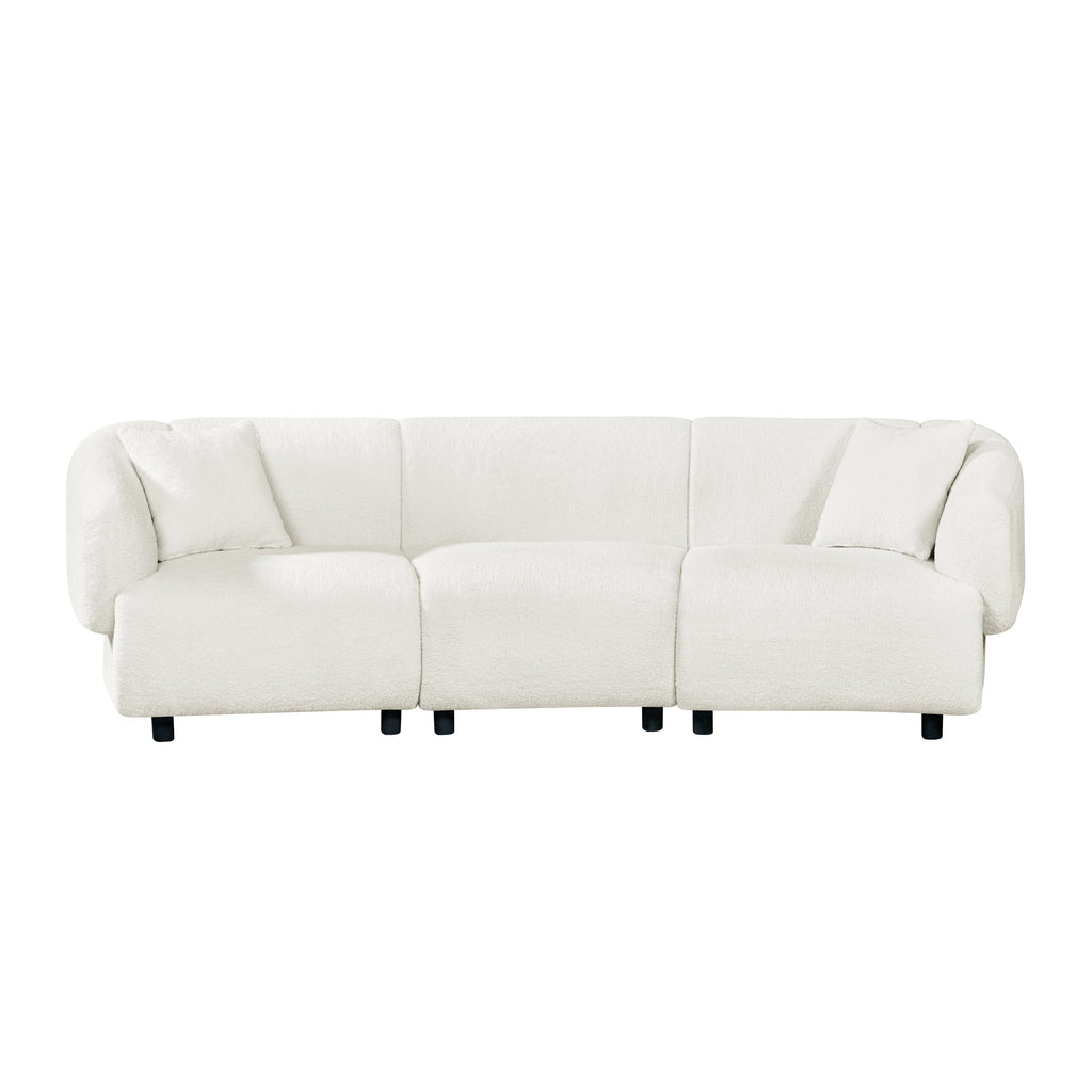98.5 ' Curved Designed Contemporary 3-Seater Sofa in Beige: Plush Seating, Streamlined Design, and Durable Frame – Ideal for Stylish Living Spaces