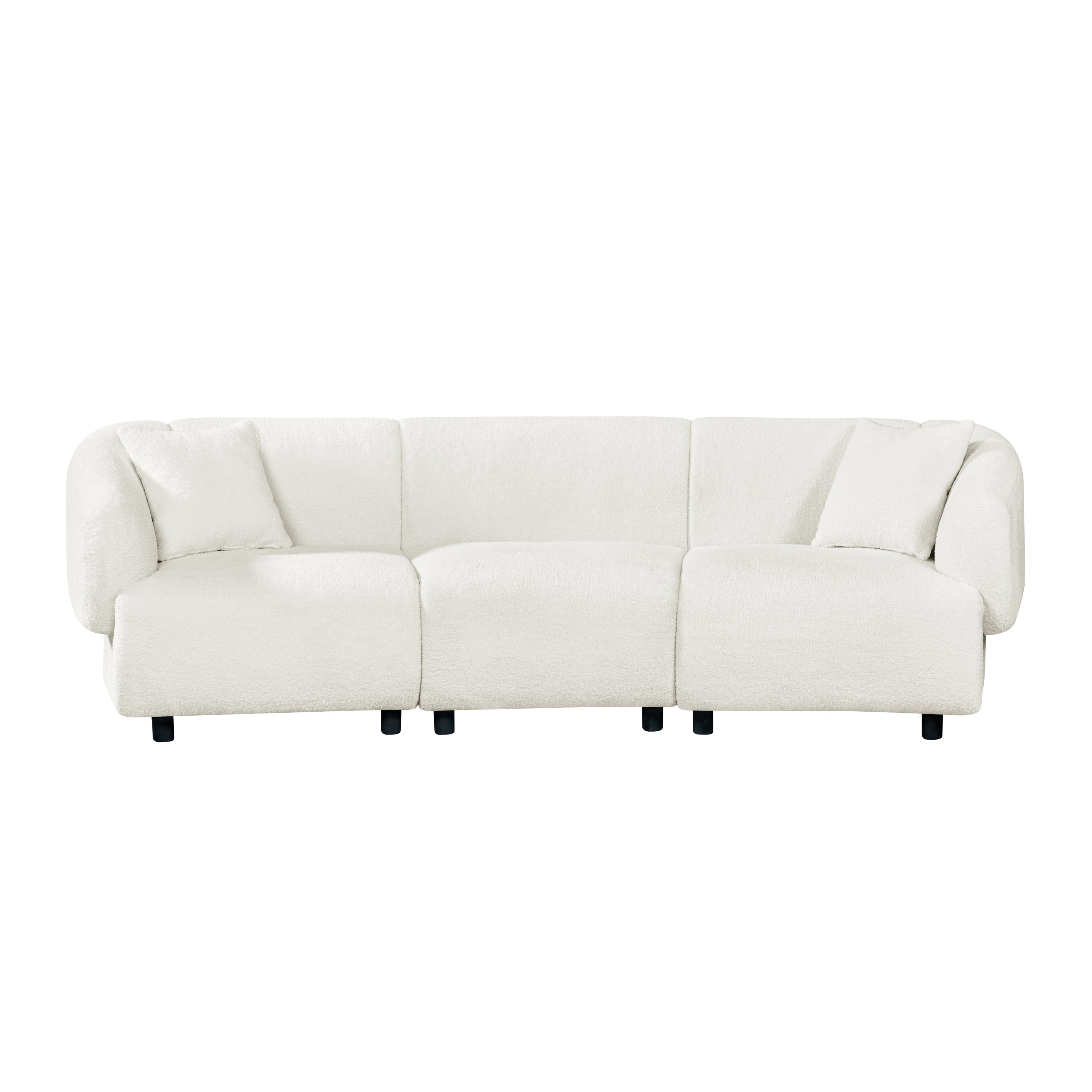 98.5 ' Curved Designed Contemporary 3-Seater Sofa in Beige: Plush Seating, Streamlined Design, and Durable Frame – Ideal for Stylish Living Spaces