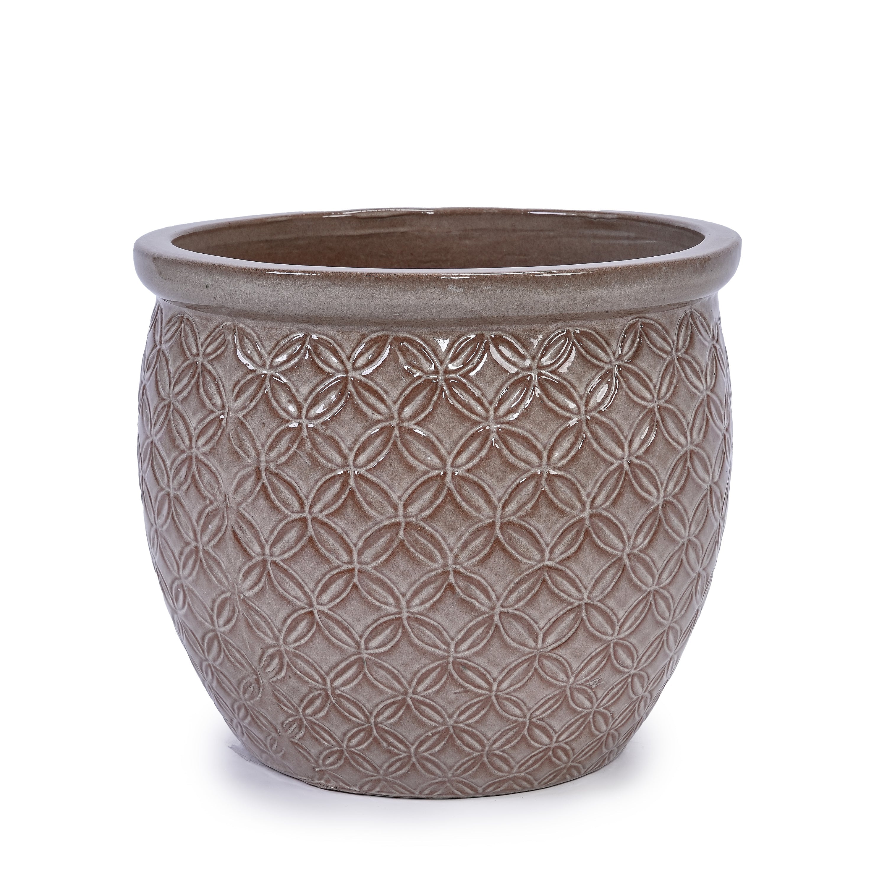 3 Pieces Ceramic Flowerpot, Modern Planter for Patio, Garden or Windowsills - Antique Yellow