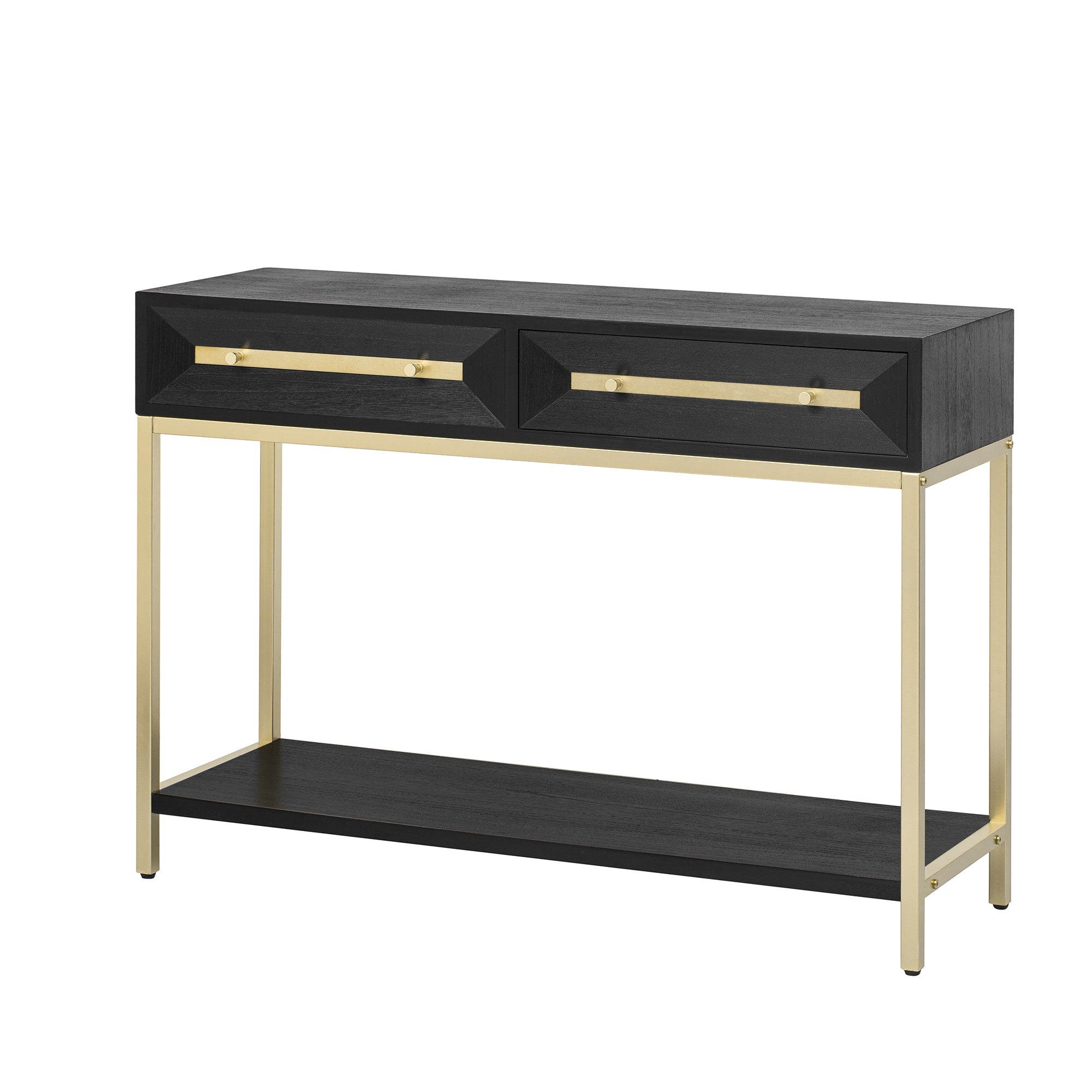 TREXM Entryway Table, Console Table with Two Drawers, Retro Hallway Table with Striking Geometric Design for Entryway and Living Room (Black)