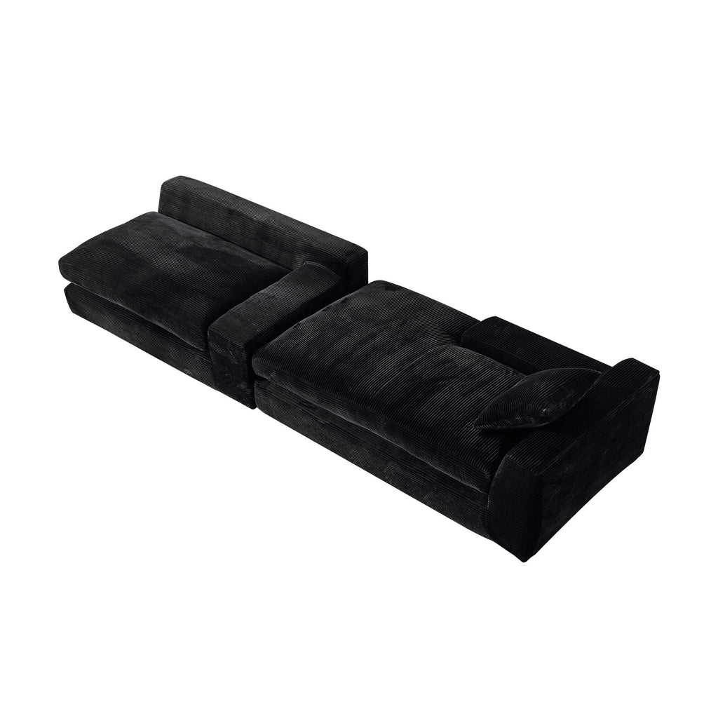 99*69' Modular Sectional Living Room Sofa Set, Modern Minimalist Style Couch, Upholstered Sleeper Sofa for Living Room, Bedroom, 2 PC Free Combination, Installation-free Sofa, L-Shape, Black