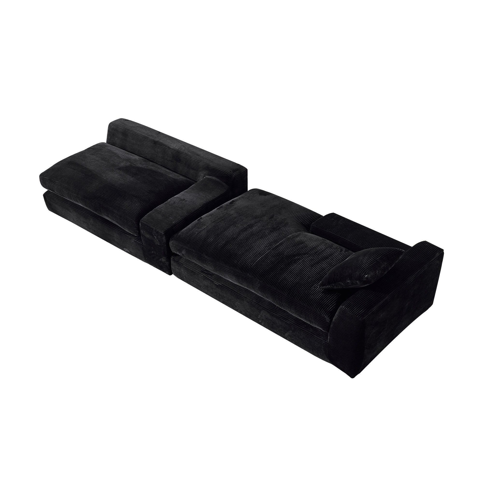 99*69' Modular Sectional Living Room Sofa Set, Modern Minimalist Style Couch, Upholstered Sleeper Sofa for Living Room, Bedroom, 2 PC Free Combination, Installation-free Sofa, L-Shape, Black