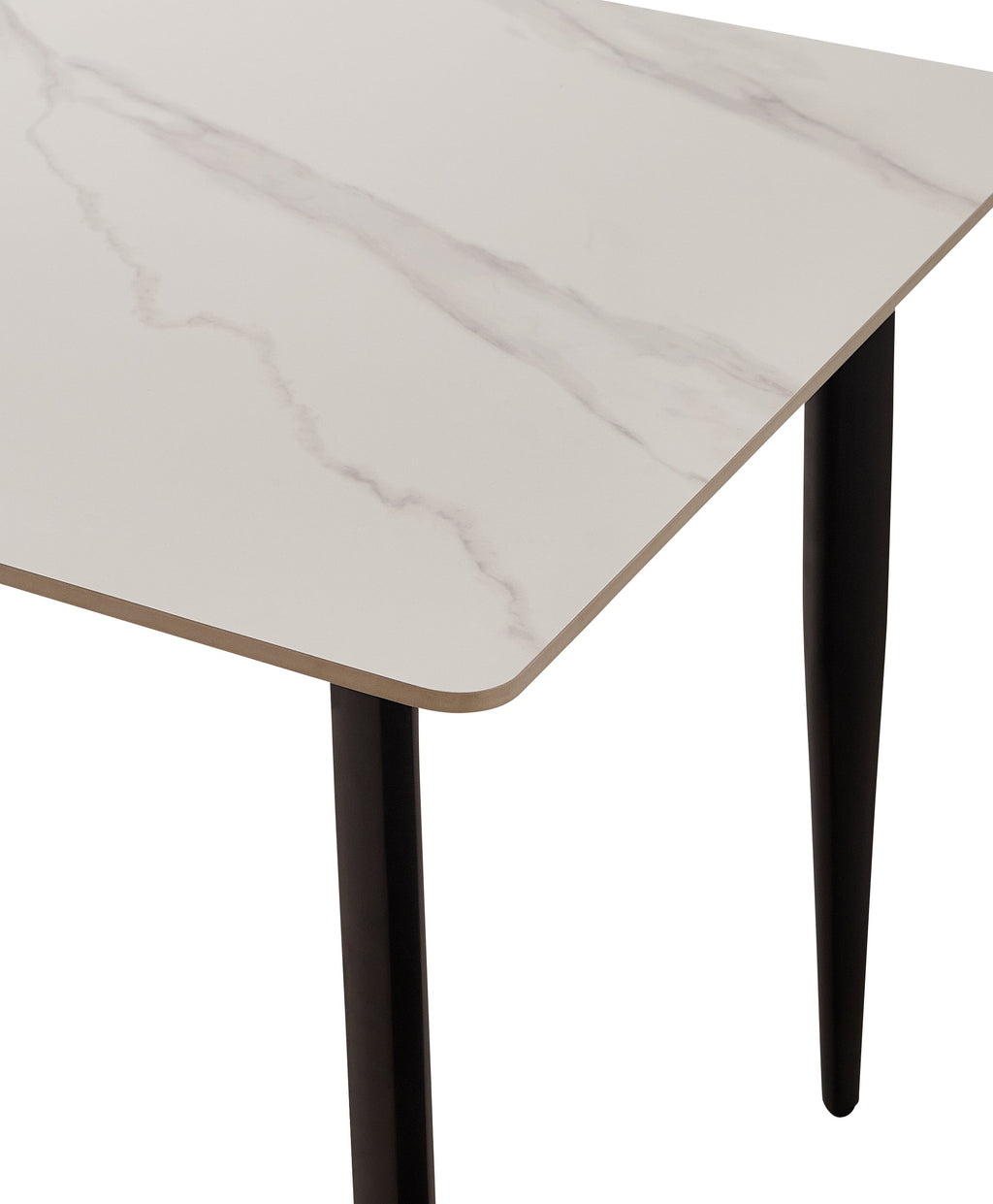 Mid Century Modern Dining Table 55 Inch Round White Sintered Stone Top Heavy Duty Metal Legs Waterproof Surface for Kitchen Dining Room or Office Furniture