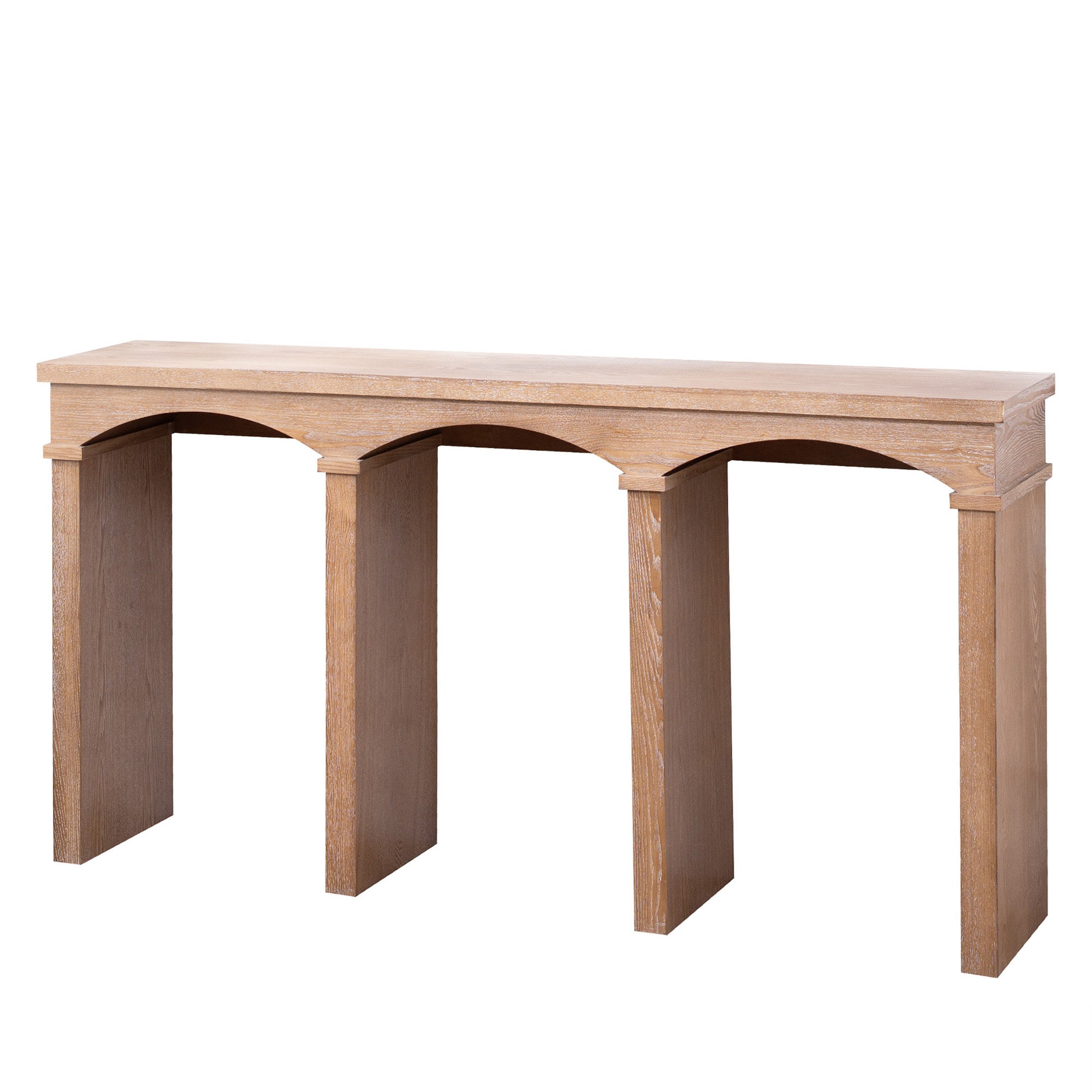 Rustic Archway Console Table – 60'Long Entryway Table with Decorative Arched Legs, Natural Wood Finish, Narrow Sofa Table for Hallway, Living Room, or Foyer