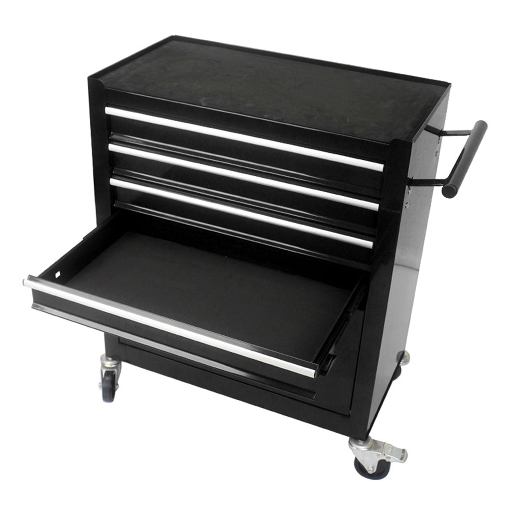 4 DRAWERS MULTIFUNCTIONAL TOOL CART WITH WHEELS-BLACK