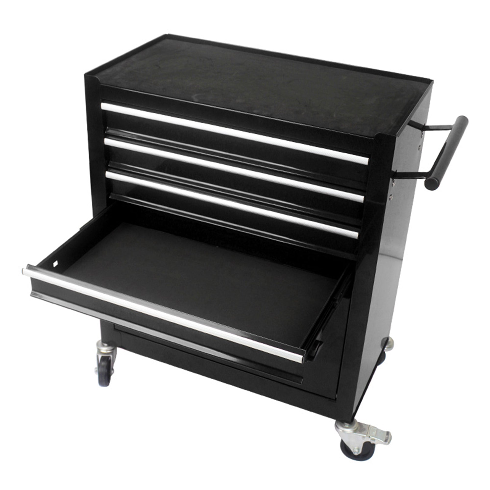 4 DRAWERS MULTIFUNCTIONAL TOOL CART WITH WHEELS-BLACK