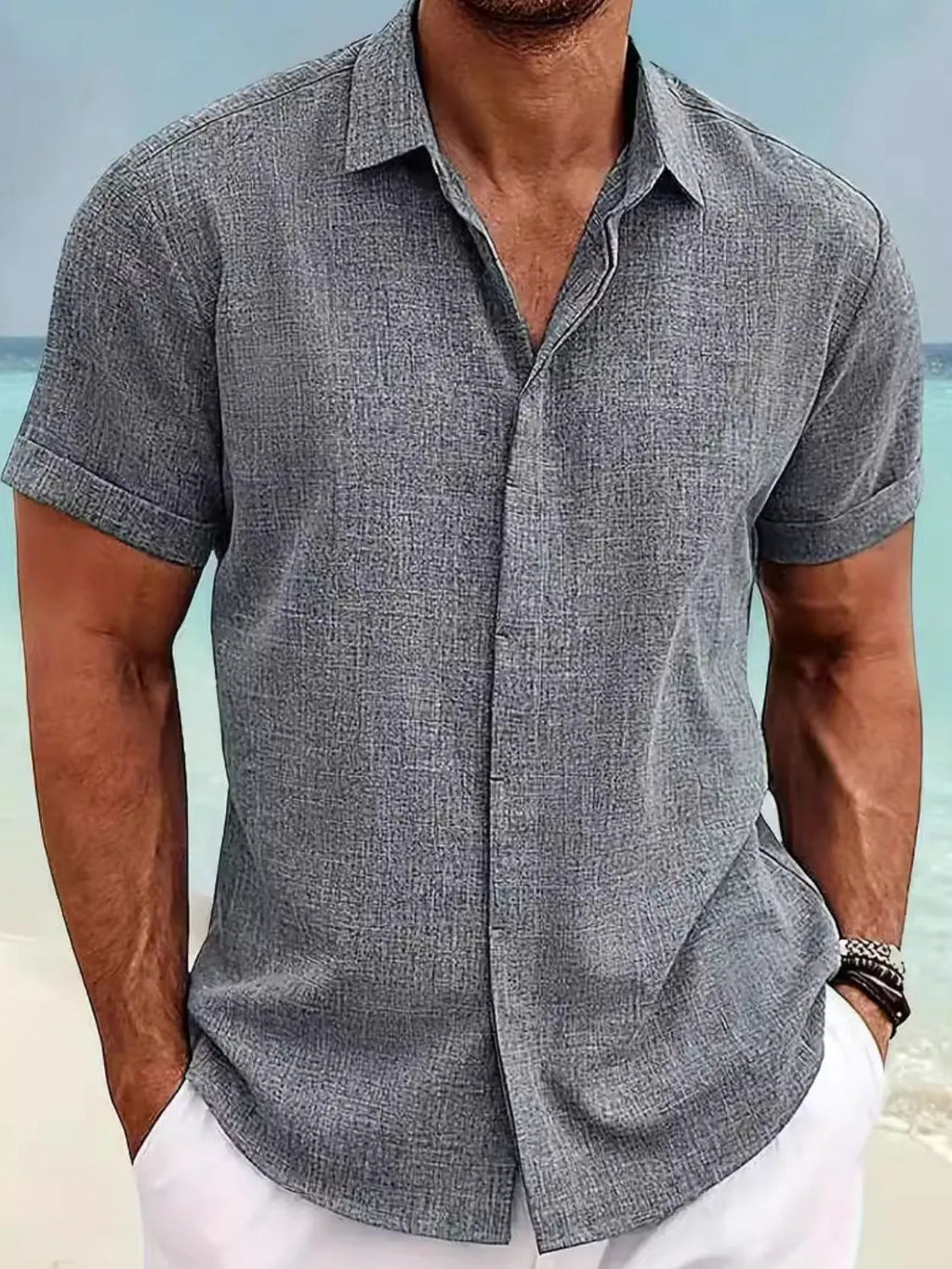 Collared Neck Short Sleeve Shirt Plus Size
