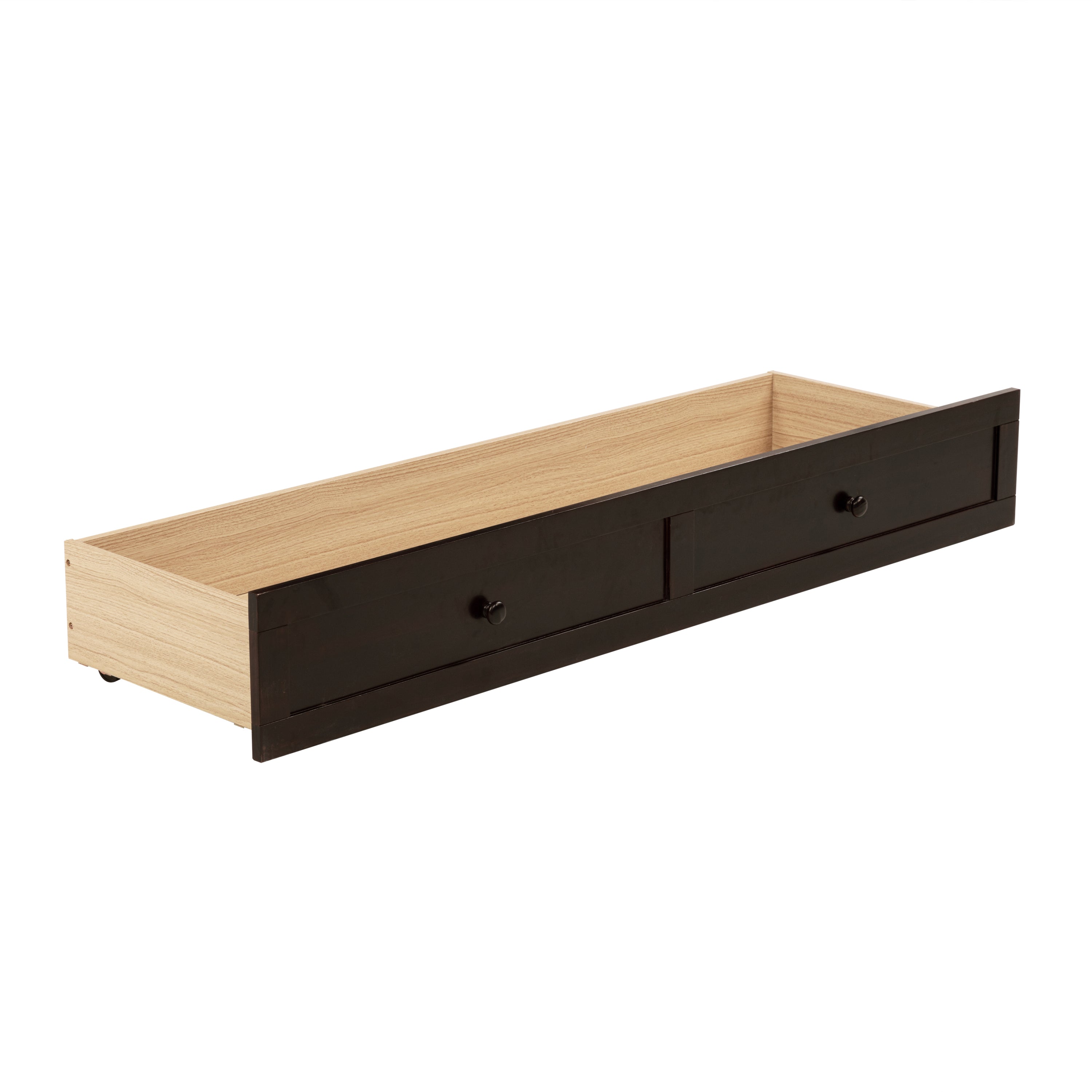 Queen Size Murphy Bed, Pine Wood Cabinet Bed with Rattan Decoration and Storage Drawer,Espresso
