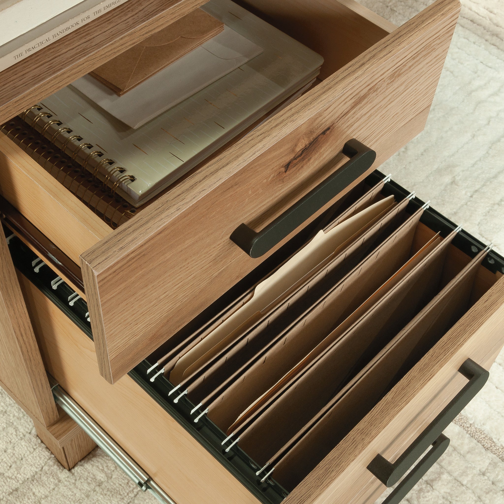 L-Shaped Desk, Brown finish
