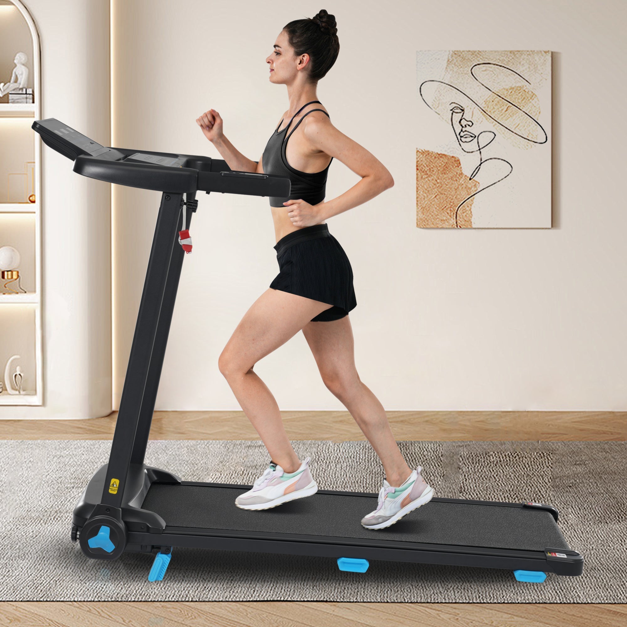 Folding Treadmills for Home Small, 3.0HP Portable Treadmill with 8% Incline,10MPH Walking Pad with Incline, 300 LBS Walking Pad Treadmills with Bluetooth, Heart Rate Sensors,Charge Station