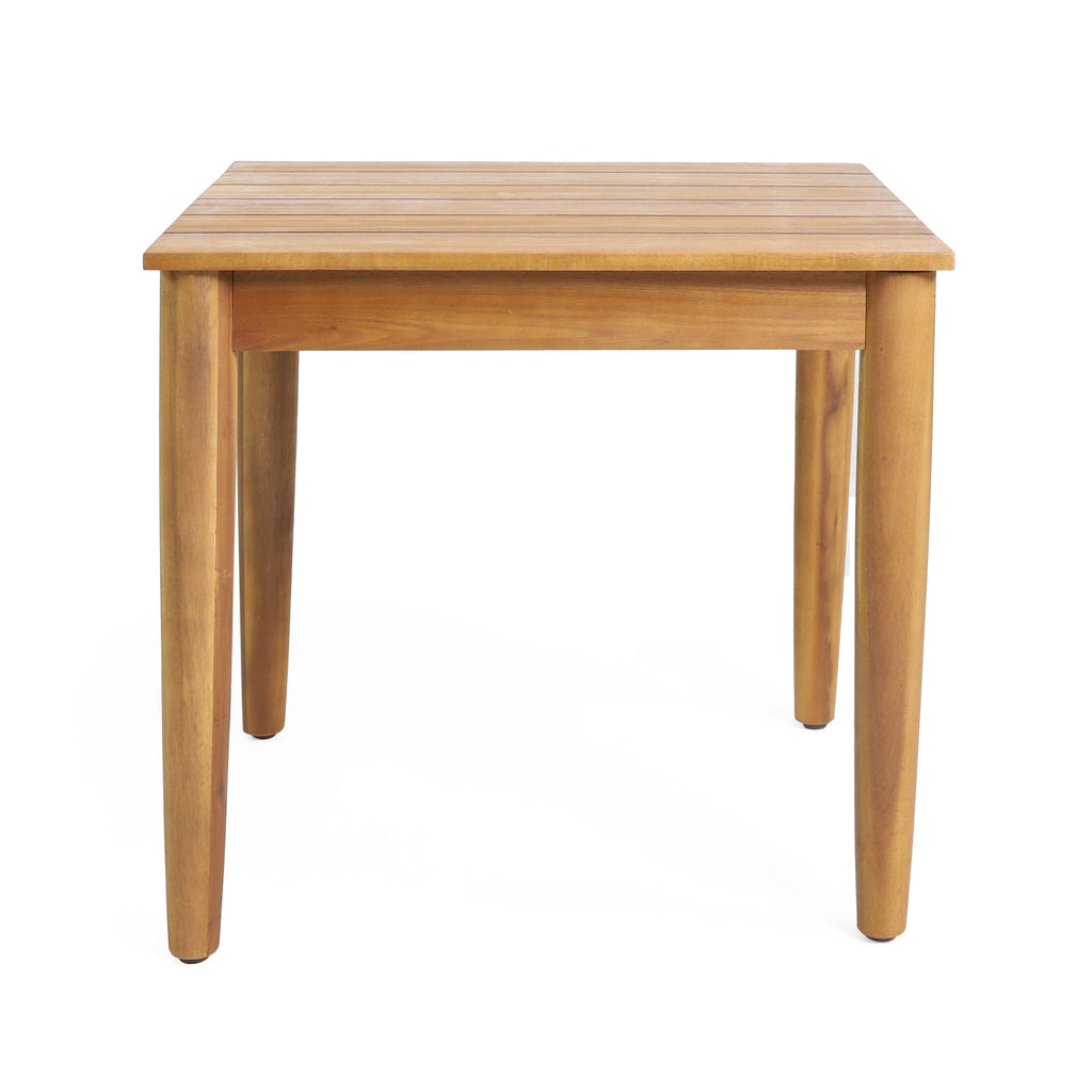 Outdoor Square Side Table with Slatted Top and Wood Frame, Teak