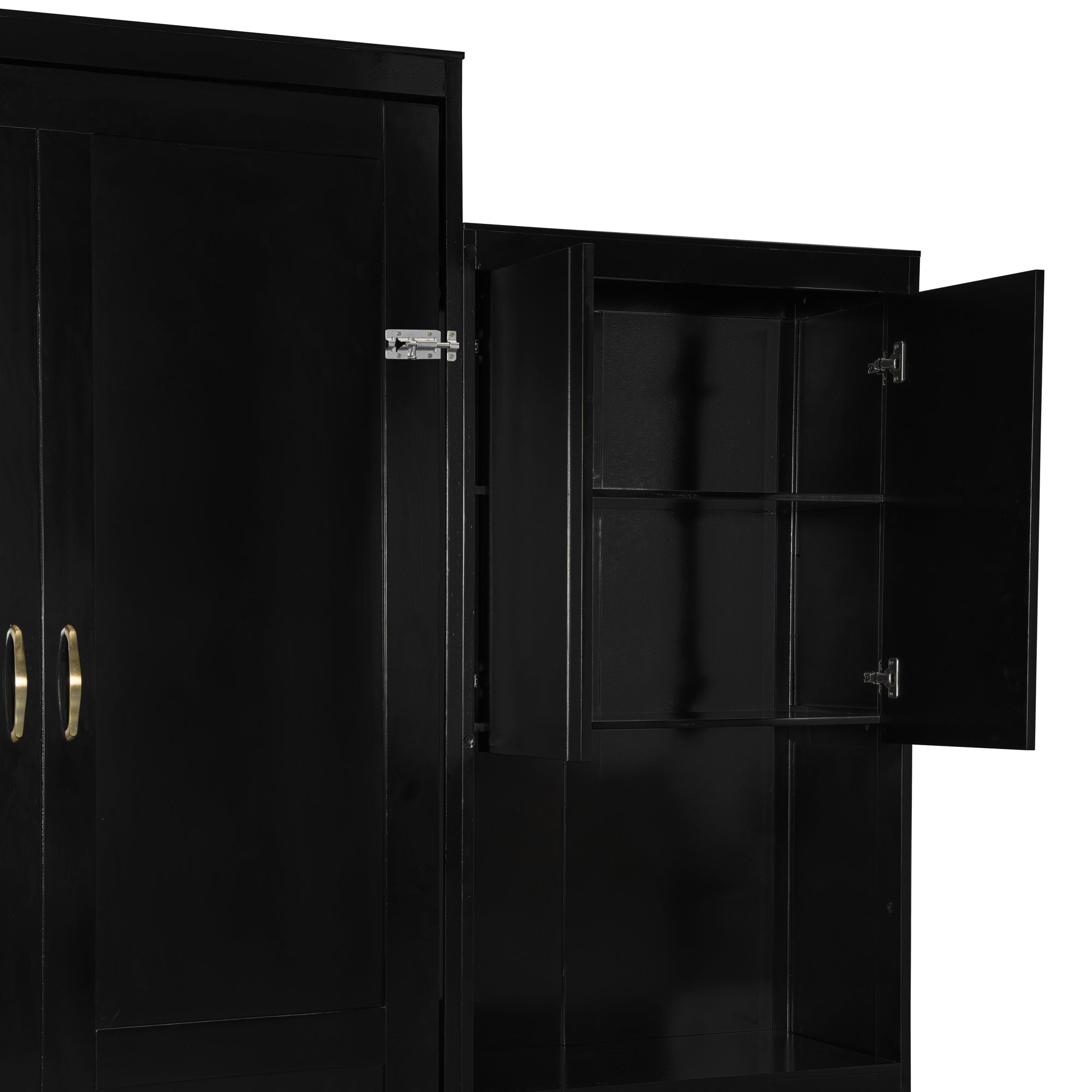 Queen Size Murphy Bed with Desk, Vanity and Cabinets, Espresso(OLD SKU: N820S00057P)
