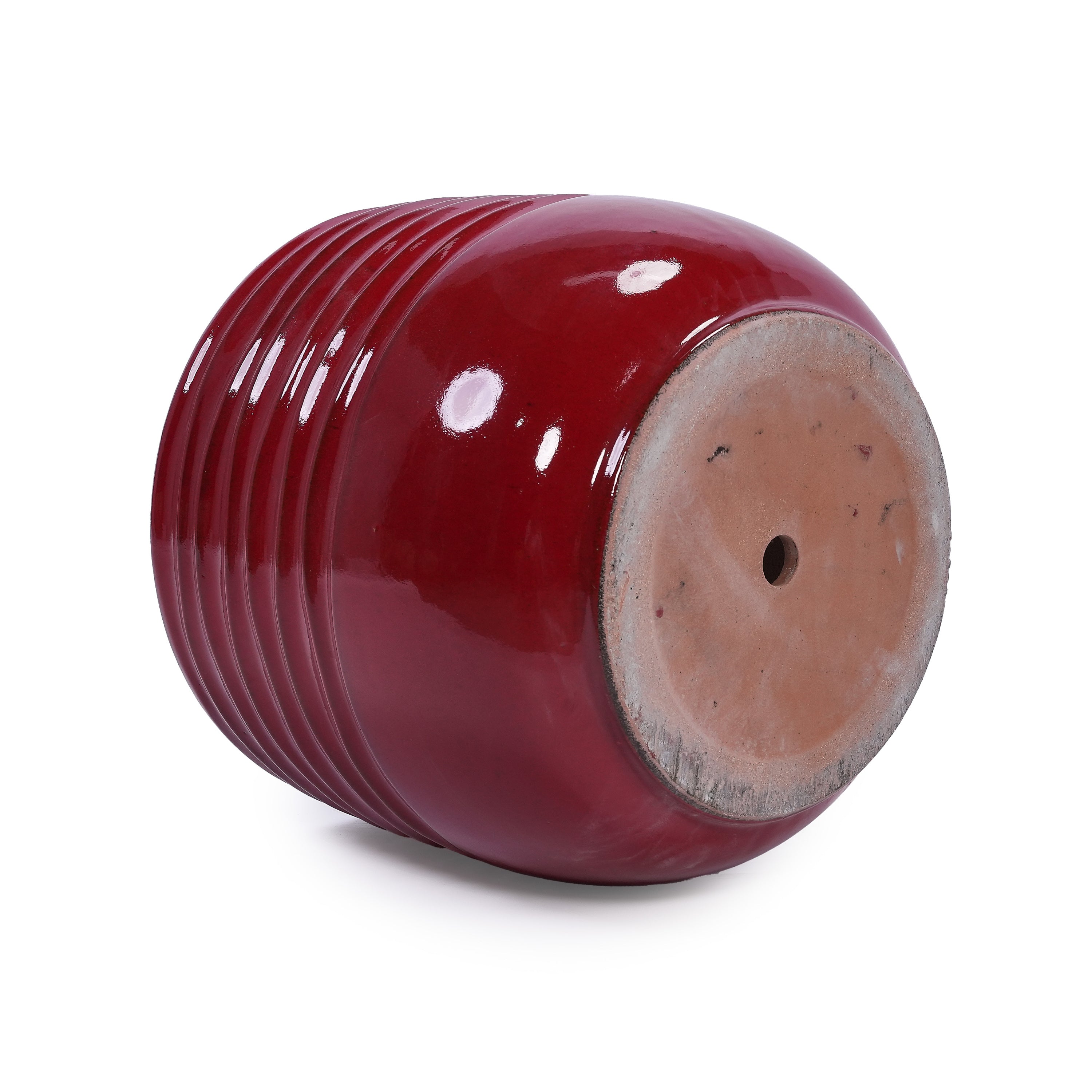 3 Pieces Ceramic Flowerpot, Modern Planter for Patio, Garden or Windowsills - Bean Paste Red