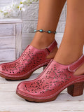 Cutout Block Heel Slingback Sandals