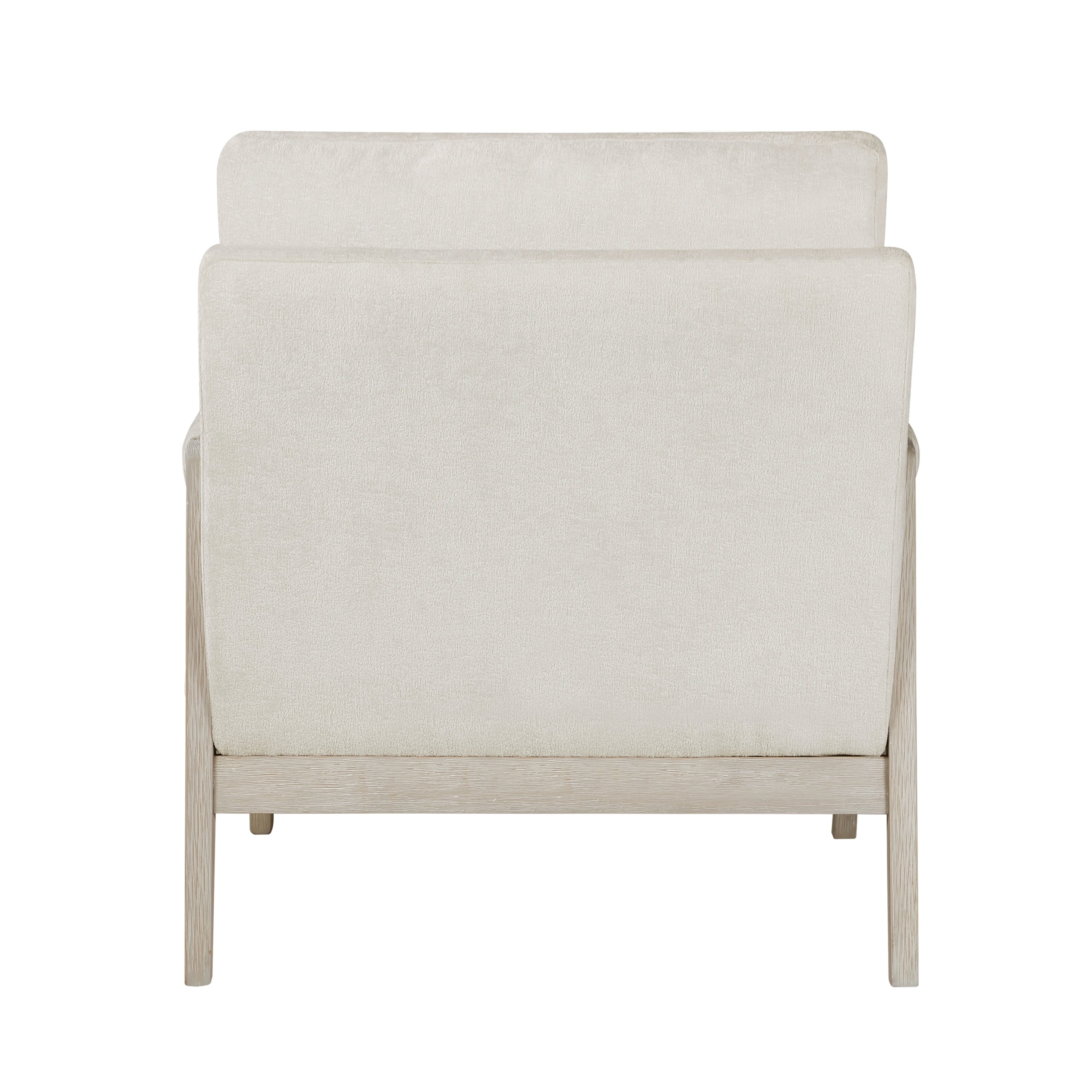 Modern Home Accent Chair Cushion Seat Back Cream Chenille Fabric Upholstery Solid Wood Furniture 1pc