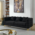 81 Inch Oversized 3 Seater Sectional Sofa, Living Room Comfort Fabric Sectional Sofe-Deep Seating Sectional Sofa, Soft Sitting with 3 Pillows for Living Room,Bedroom,Office, Black teddy(W834S00035)