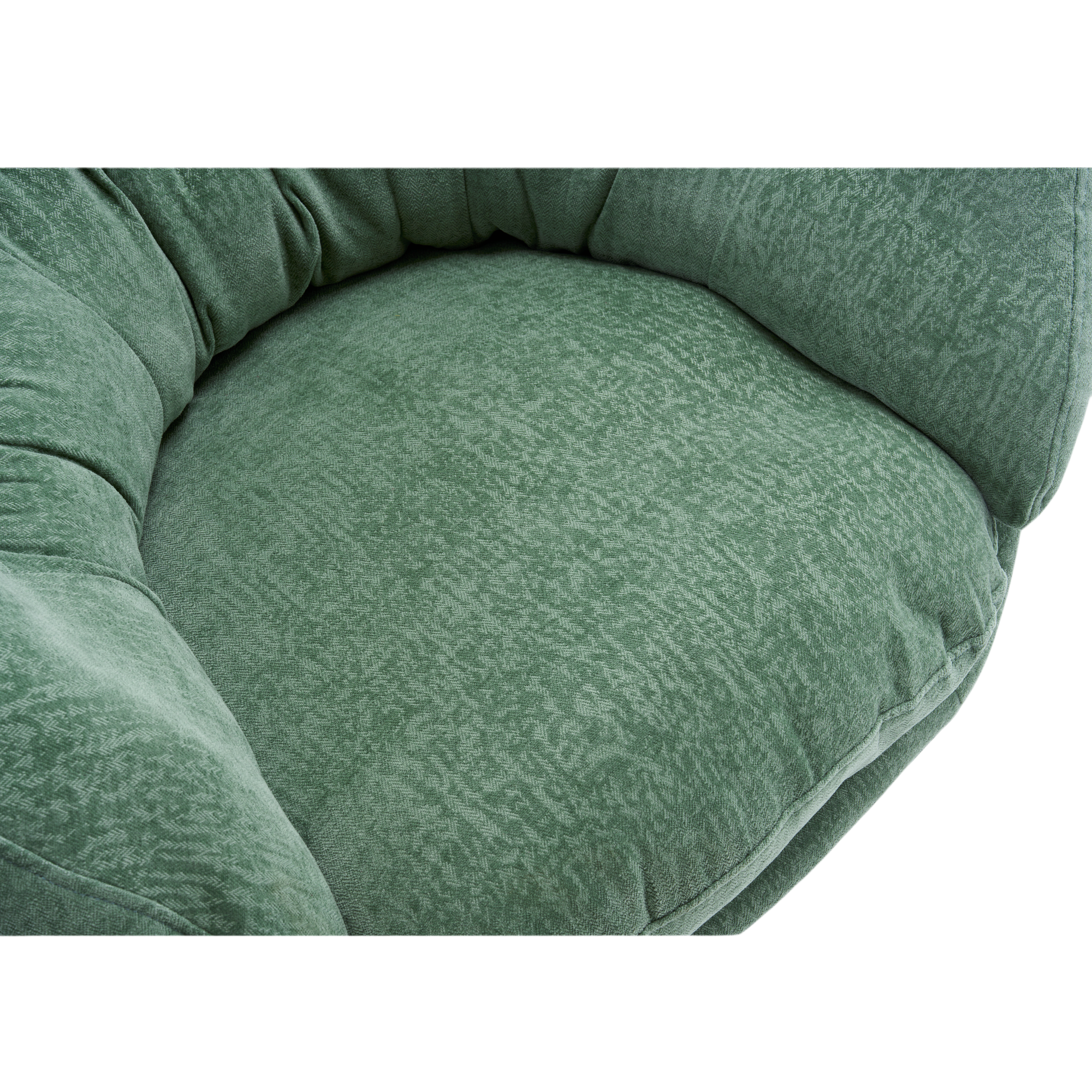 Modern Chenille Office Chair, 360° Swivel Club Chair/Accent Chair with Removable Cushion, Round Office Chair, Black Metal Base, Cotton Material, Living Room, Bedroom, Reading Corner, Office (Green)