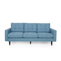 Jenny Contemporary Tufted Fabric 3-Seater Sofa, Blue, Rubberwood Frame, 82.75' Length