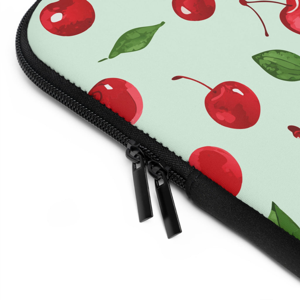 Cherry on Mint Laptop Sleeve | Retro Fruit Tech Cover for Women