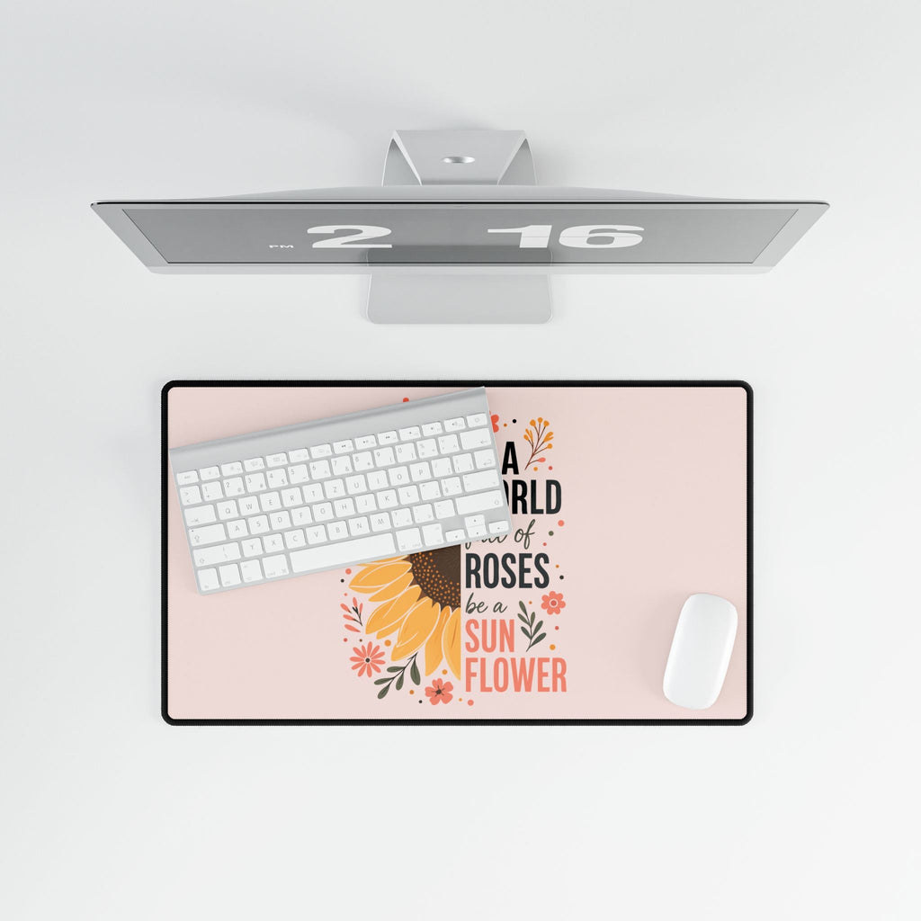 Sunflower Desk Mat | In a World Full of Roses Inspirational Mouse Pad