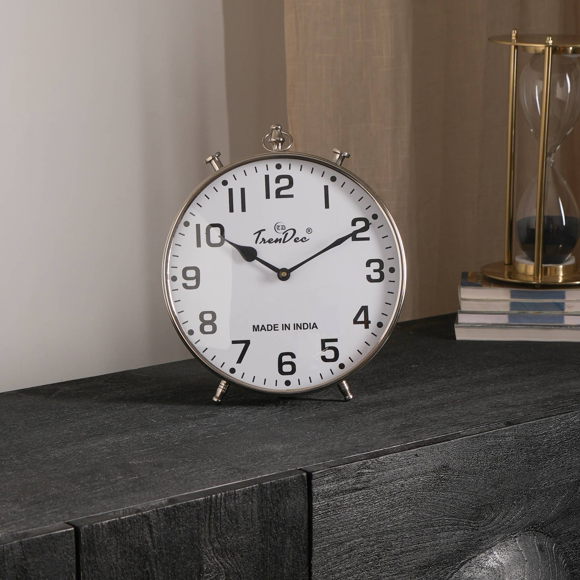 Decorative & Classic Aluminium Silver Table Clock-Desk clock