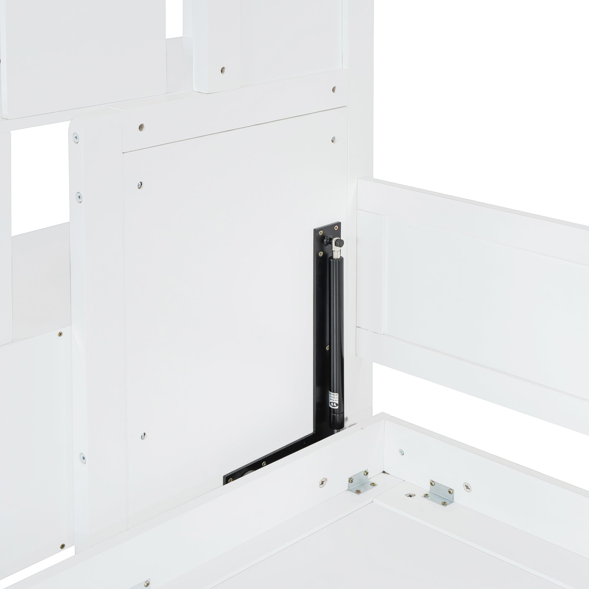 Full Over Full Size Murphy Bed with Hydraulic Lift & Desk Design, White