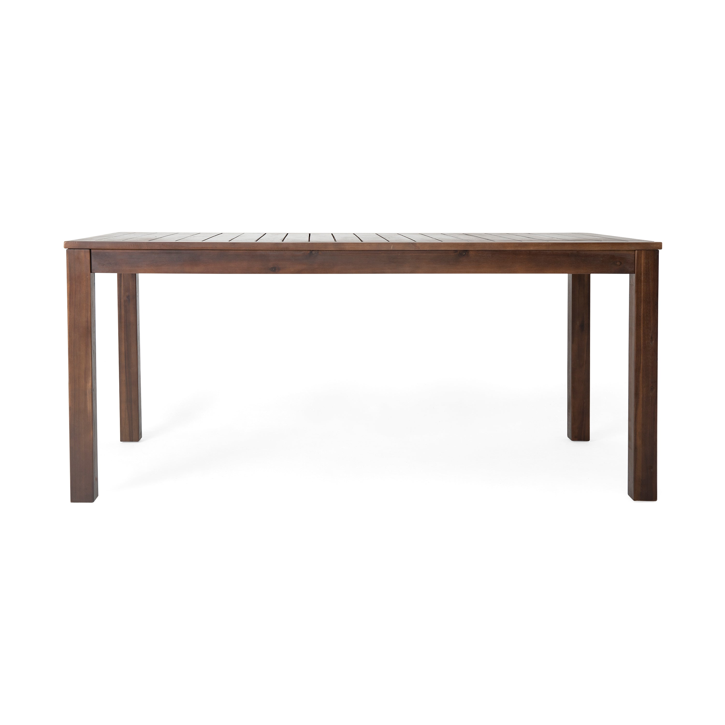69 Acacia Wood Outdoor Dining Table with Slatted Top, Dark Brown
