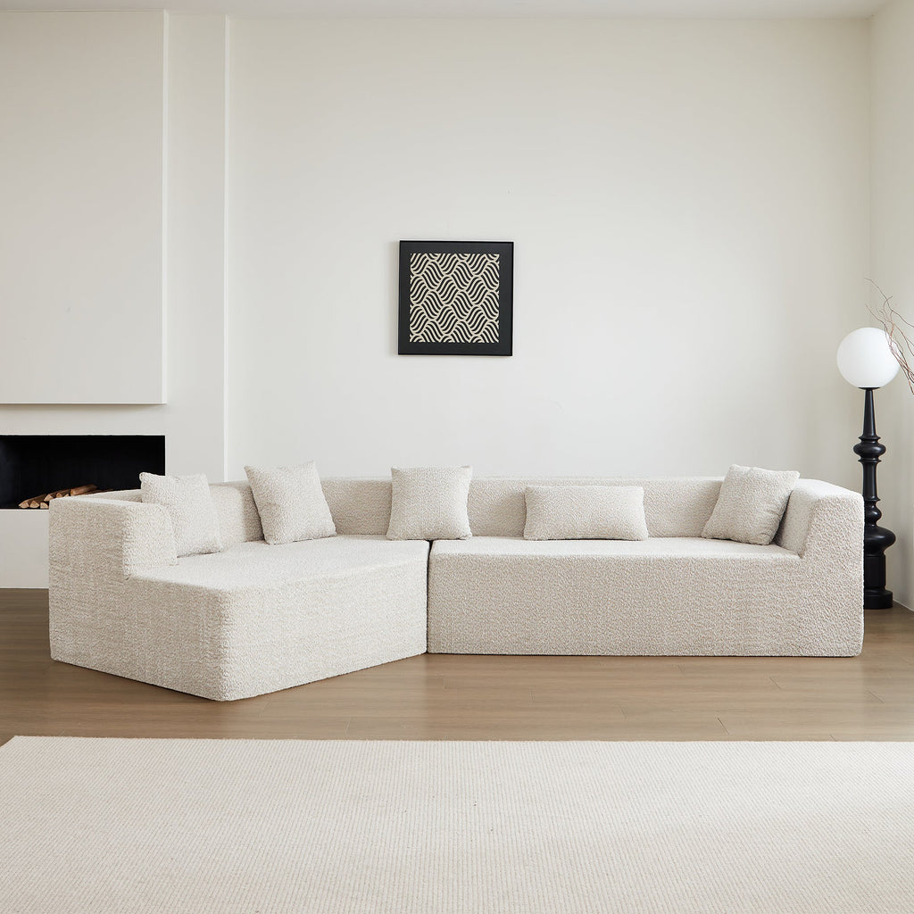 127.5'' Modern Minimalist Sofa With Deep Seat,No Assembly Needed