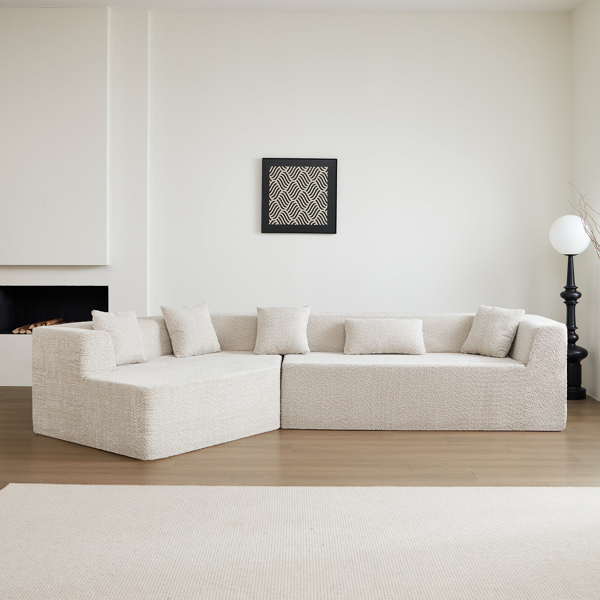 127.5'' Modern Minimalist Sofa With Deep Seat,No Assembly Needed
