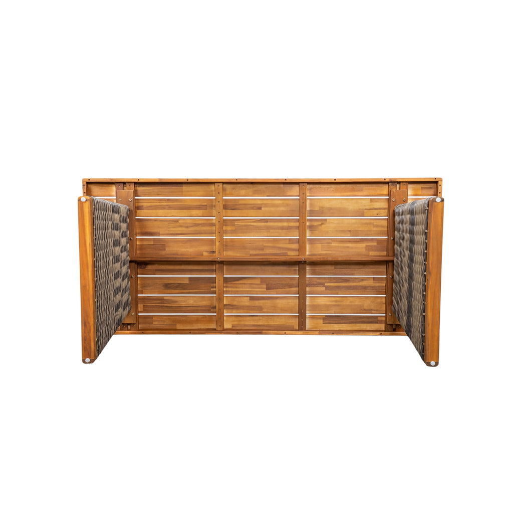 Outdoor Acacia Wood Dining Table,Teak Finish+ Grey Wicker