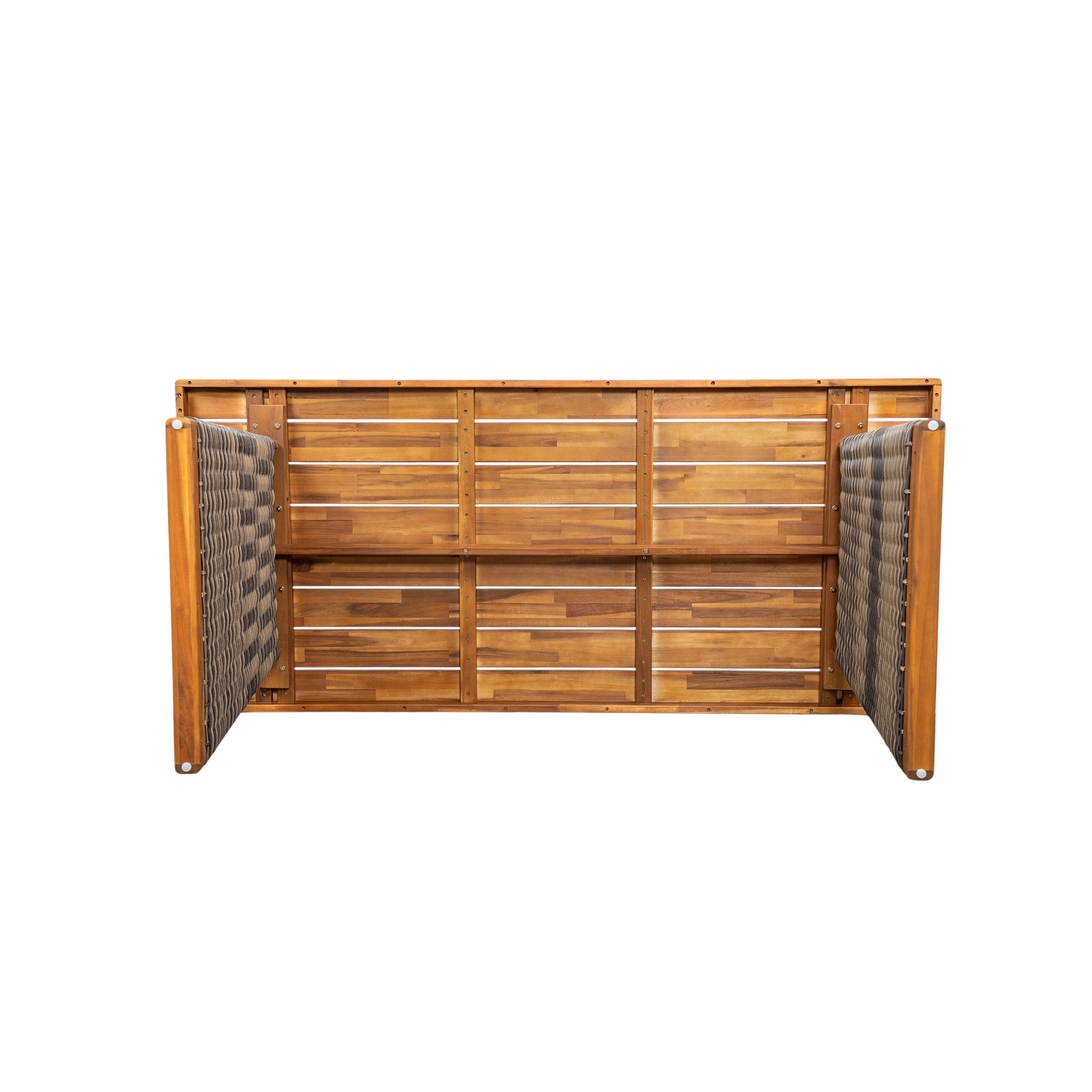 Outdoor Acacia Wood Dining Table,Teak Finish+ Grey Wicker