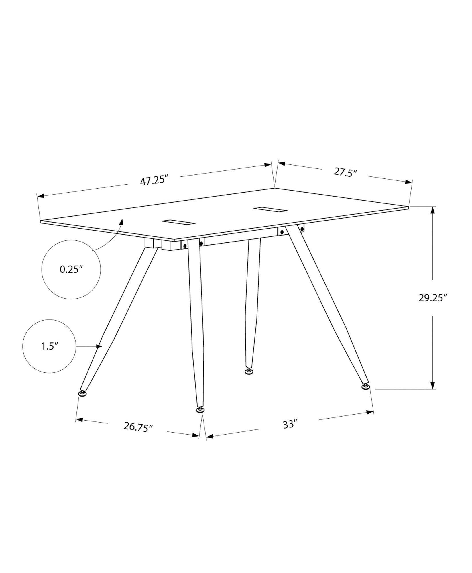 Computer Desk, Home Office, Laptop, 48'l, Work, White Metal, Tempered Glass, Contemporary, Modern