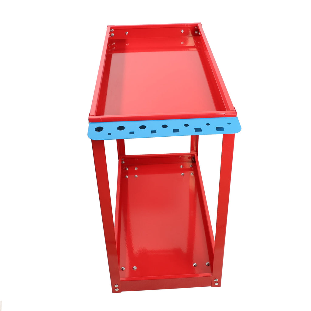 Tool Cart on Wheels,  Heavy Duty Steel Utility Cart w/Lockable Wheels, 400 LBS Capacity Industrial Service Cart for Garage, Warehouse, Workshop (Two-layer Bright Red)