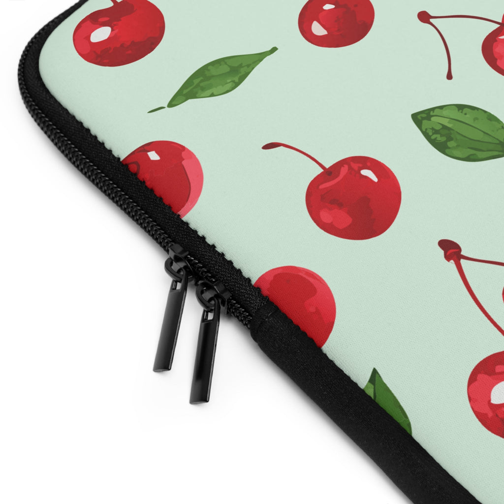 Cherry on Mint Laptop Sleeve | Retro Fruit Tech Cover for Women