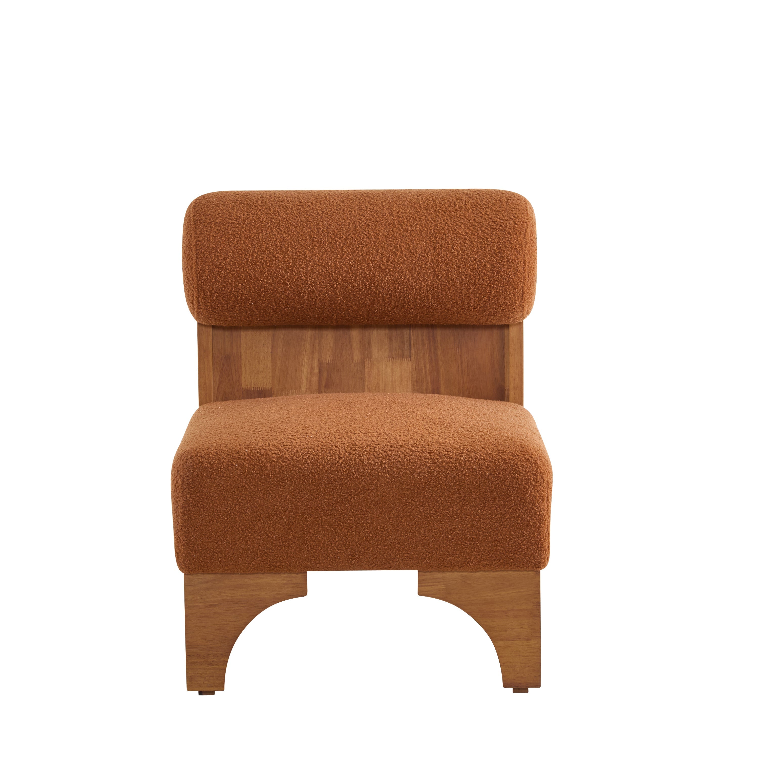 Modern Boucle Lounge Chair with Solid Wood Frame and Rolled Backrest, Soft and Durable Boucle Upholstery, Ideal for Living Room, Bedroom, or Office