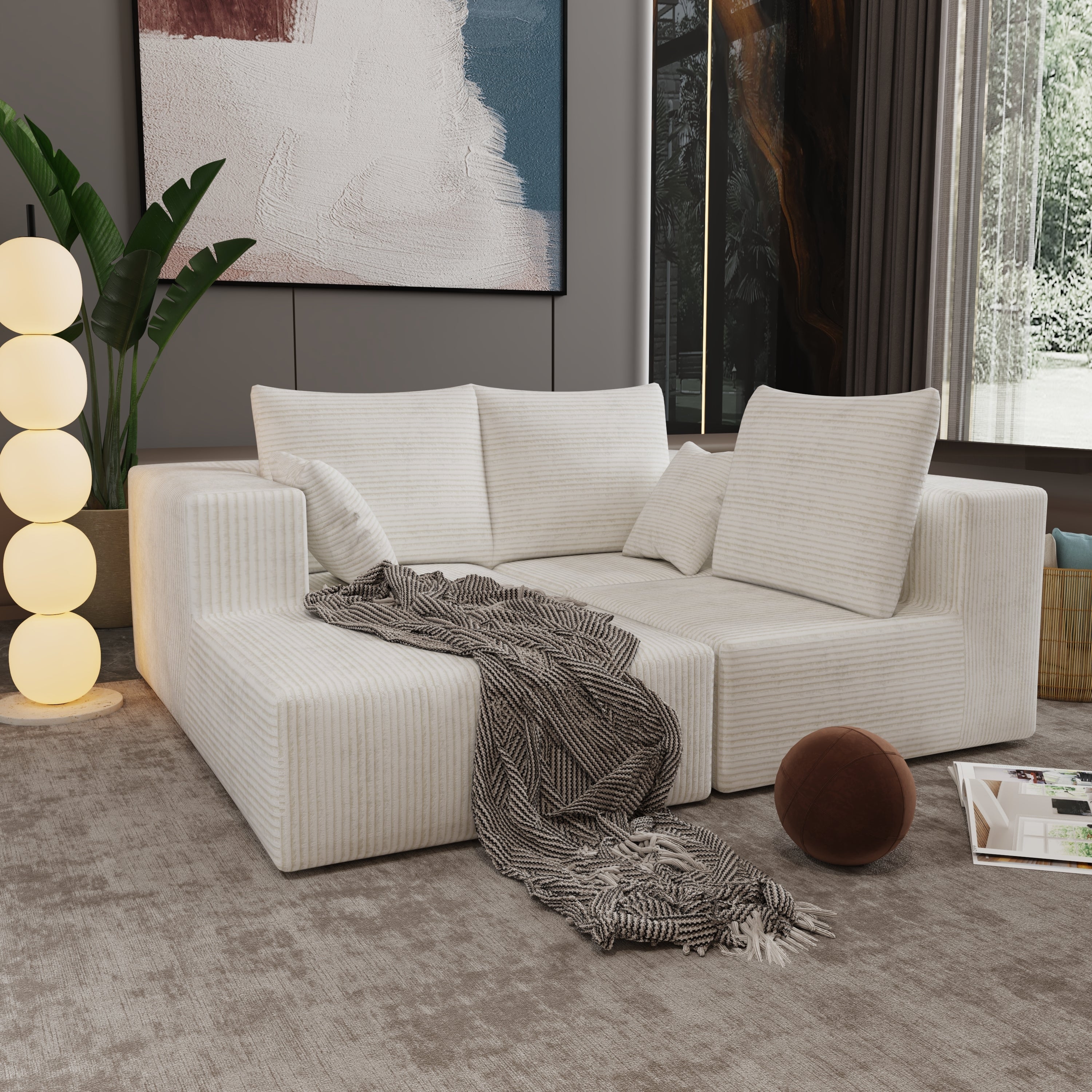 Corner combination sofa, sectional sofa ,couch sofa,sofa bed, made of high-density sponge and soft plush fabric, with multiple combinations available(beige)