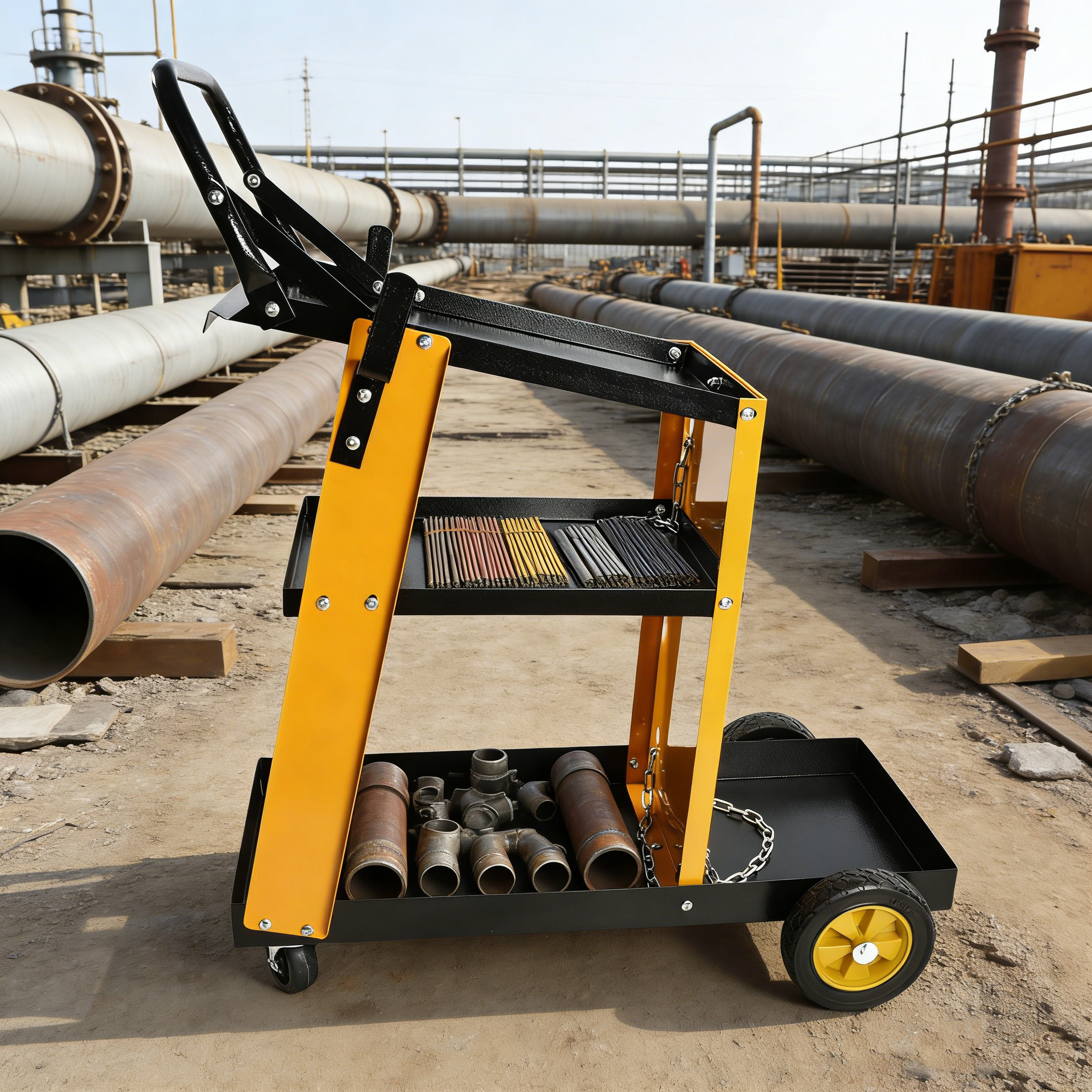 Multi Function 3 tier Welding Cart. gas bottle and accessory storage.Welding Heavy Duty  Cart for Tig Mig Welder and Plasma Cutter  with Upgrade Handles and Increase Storage Space Tank Storage