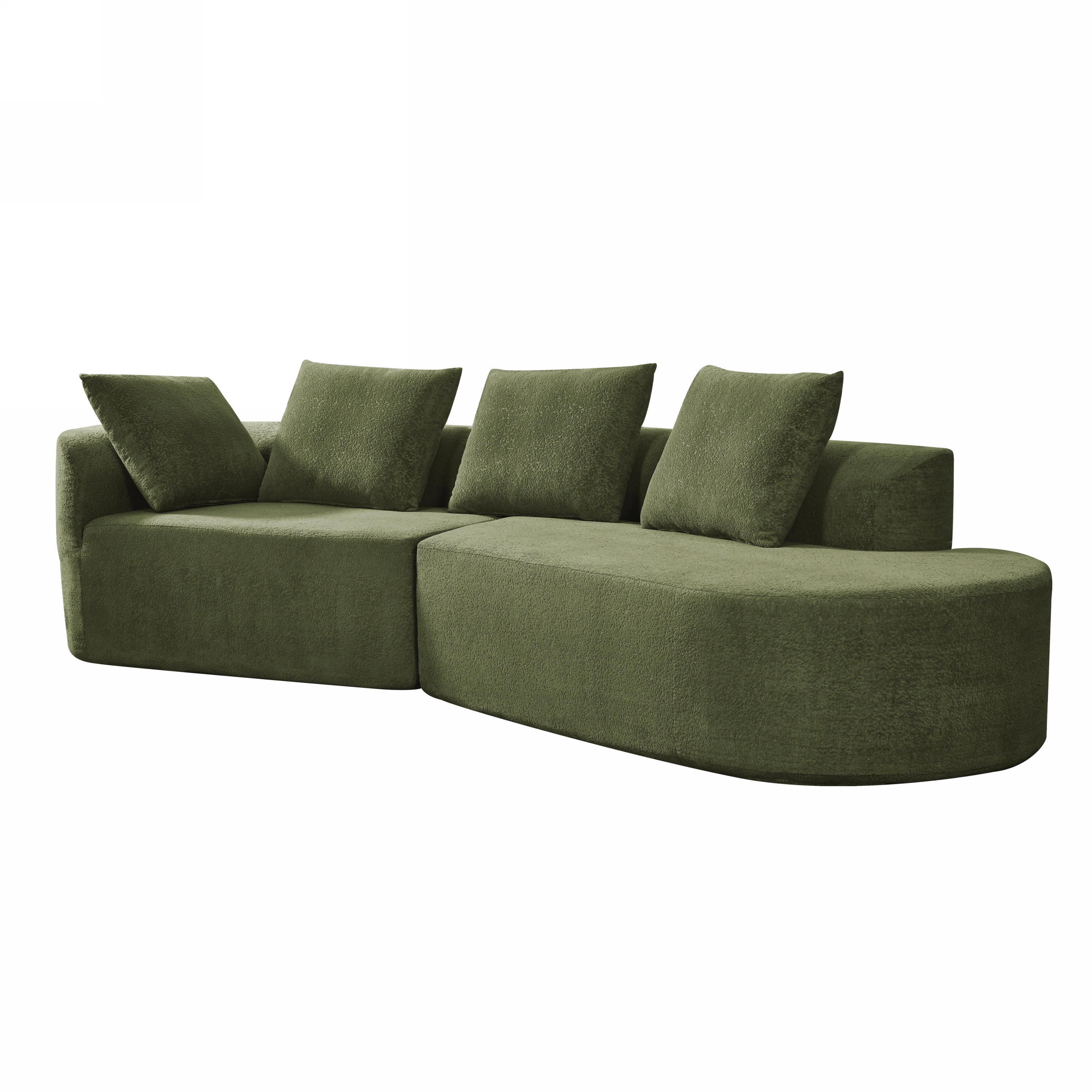116' Modern Curved Sectional Sofa with High-Density Fully Compressed Sponge and Chaise Lounge, Pearl Upholstery, 2-Piece Set, Fully Assembled Right Hand Facing, Perfect for Living Room, Lounge