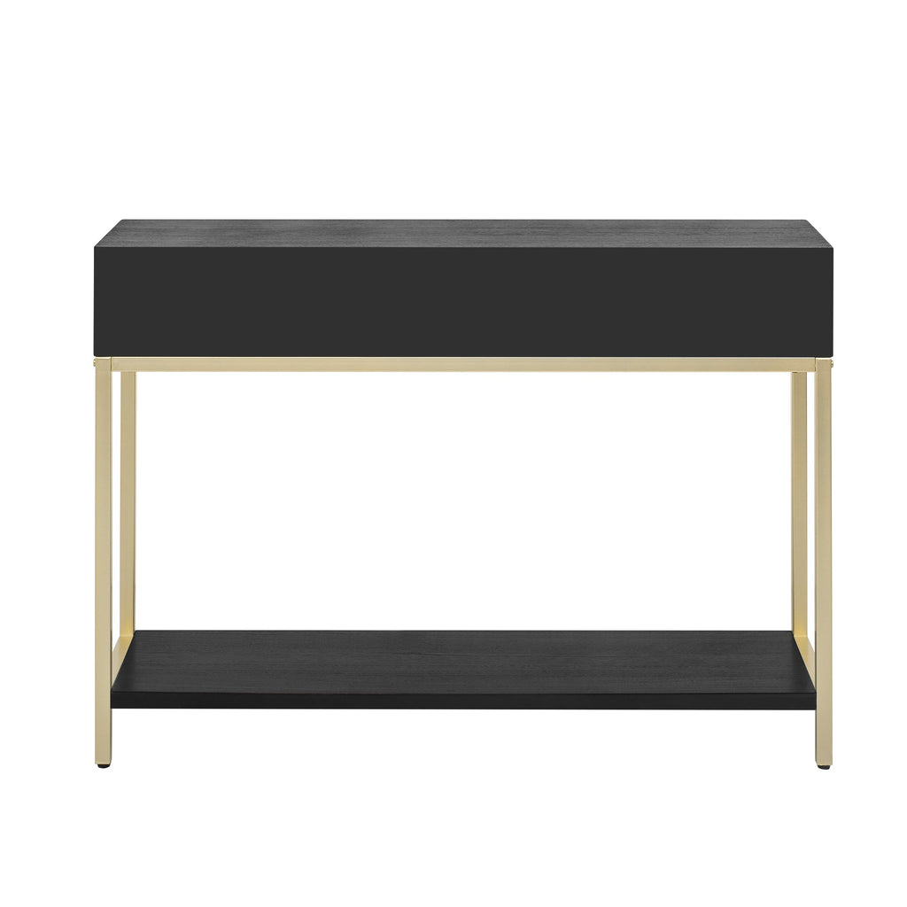 TREXM Entryway Table, Console Table with Two Drawers, Retro Hallway Table with Striking Geometric Design for Entryway and Living Room (Black)