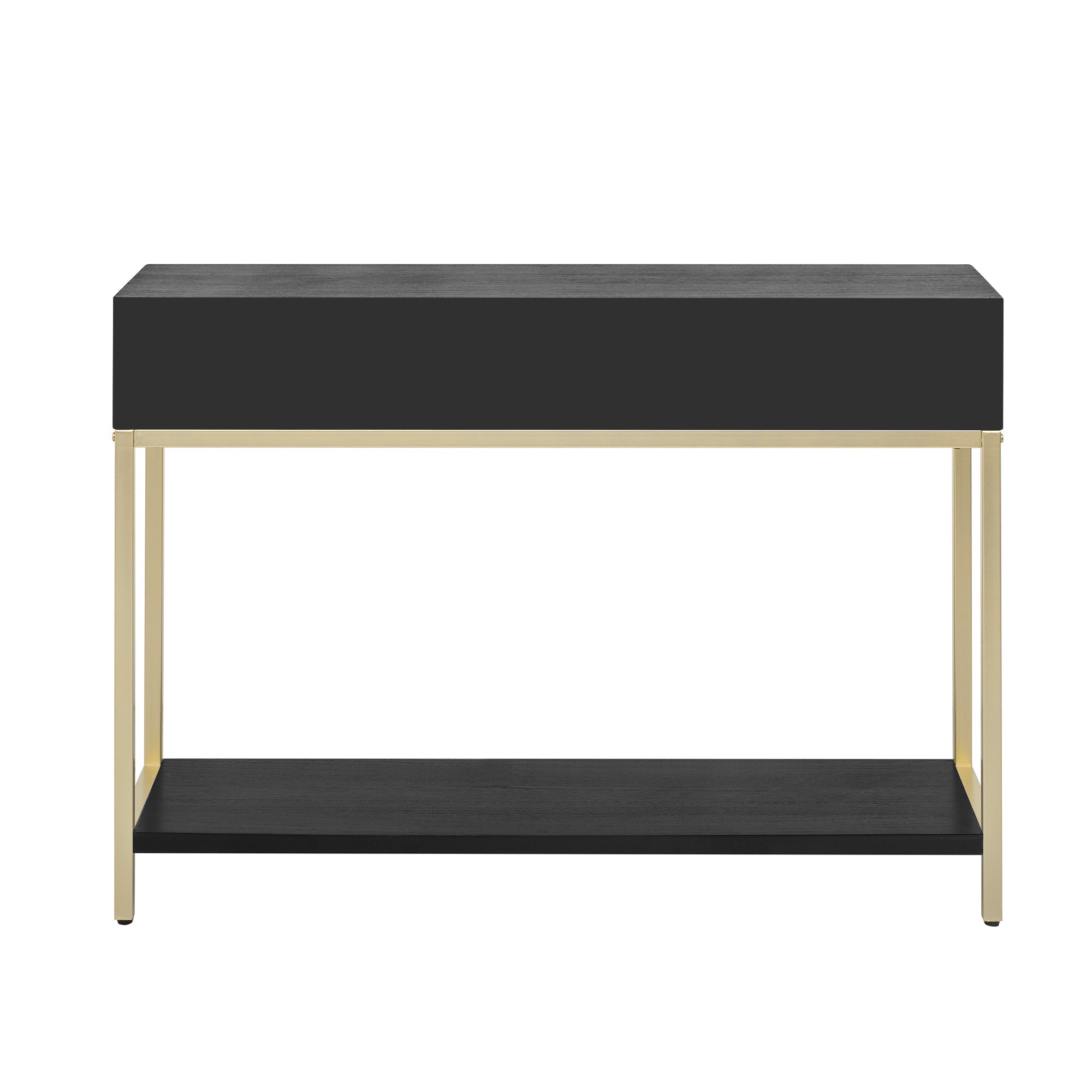 TREXM Entryway Table, Console Table with Two Drawers, Retro Hallway Table with Striking Geometric Design for Entryway and Living Room (Black)
