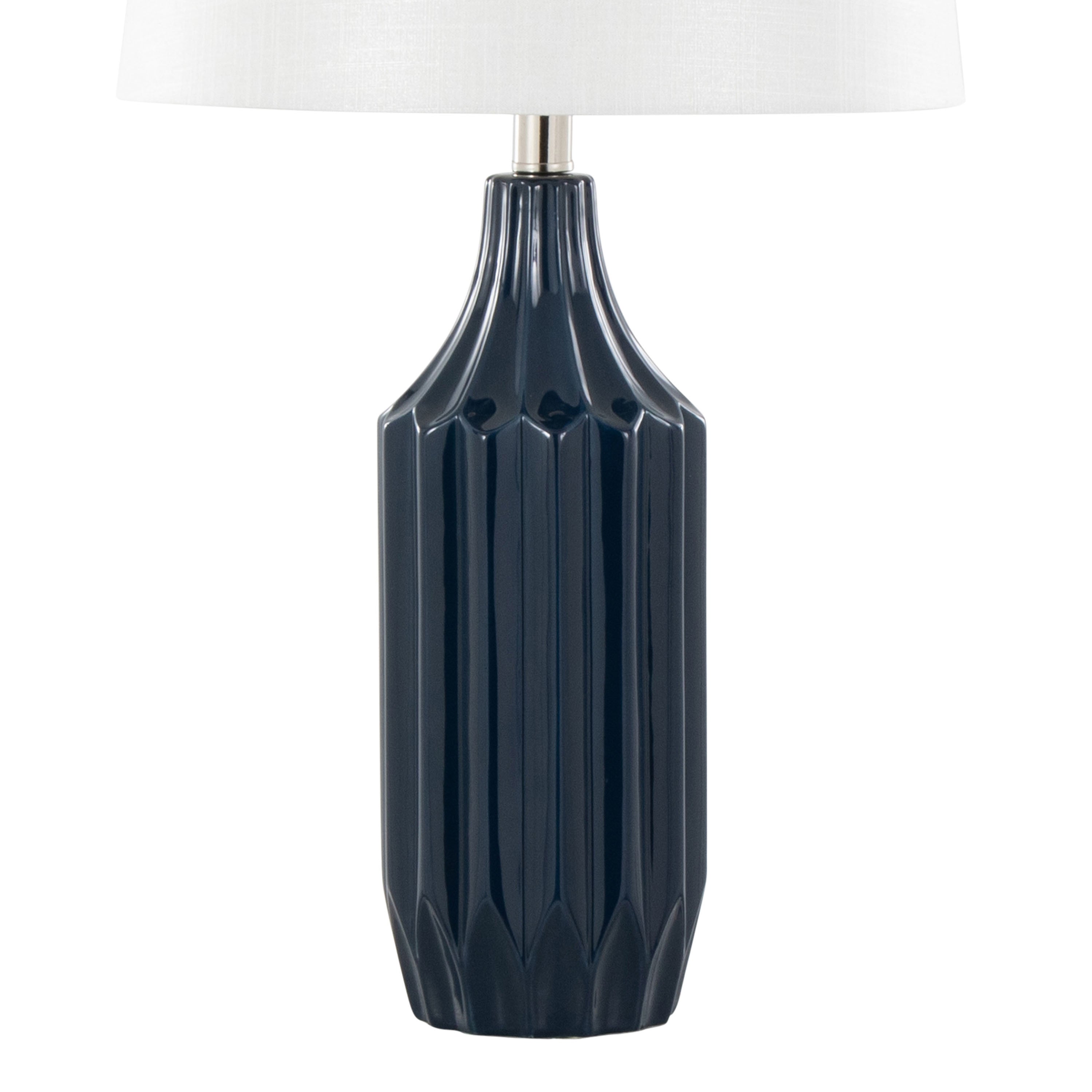 Stella 23' Contemporary Ceramic Table Lamp in Gloss Dark Blue Ceramic with White Shade by LumiSource