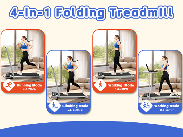 3 in 1 Under Desk Treadmill with Incline,Foldable Treadmills for Home, Walking Pad with Handle Bar for Walking and Jogging, with Remote Control & LED Display
