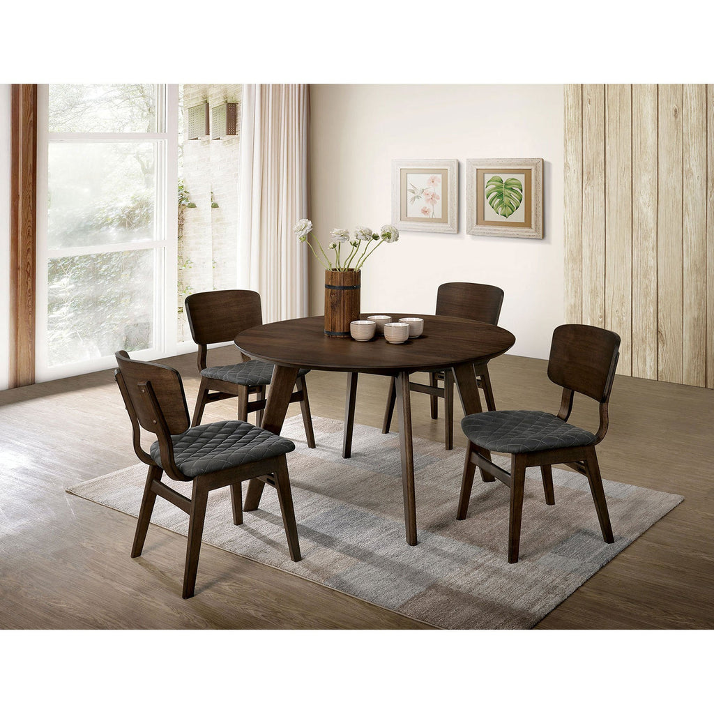 Set of 2 Side Chairs Walnut Finish Solid wood Mid-Century Modern Padded Fabric Seat Curved Back Chair Kitchen Dining