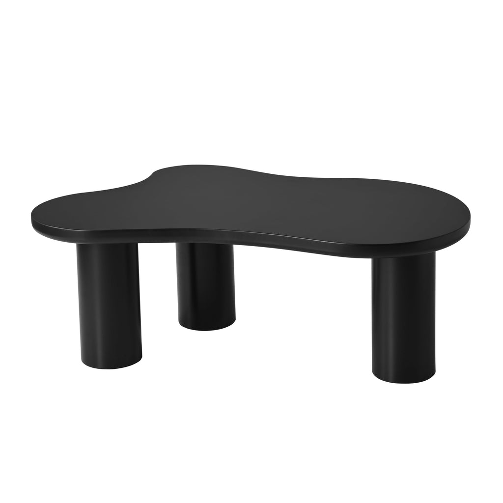 ON-TREND 44'' x 25.9'' Easy Assembly Cloud Coffee Table with 1.5'' Thick Tabletop, Cream Style Irregular End Table with 3 Sturdy Legs, Sleek Center Table with Round Edge for Living Room, Black