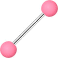 Pink Silicone Coated Acrylic Ball End Barbell Tongue Ring