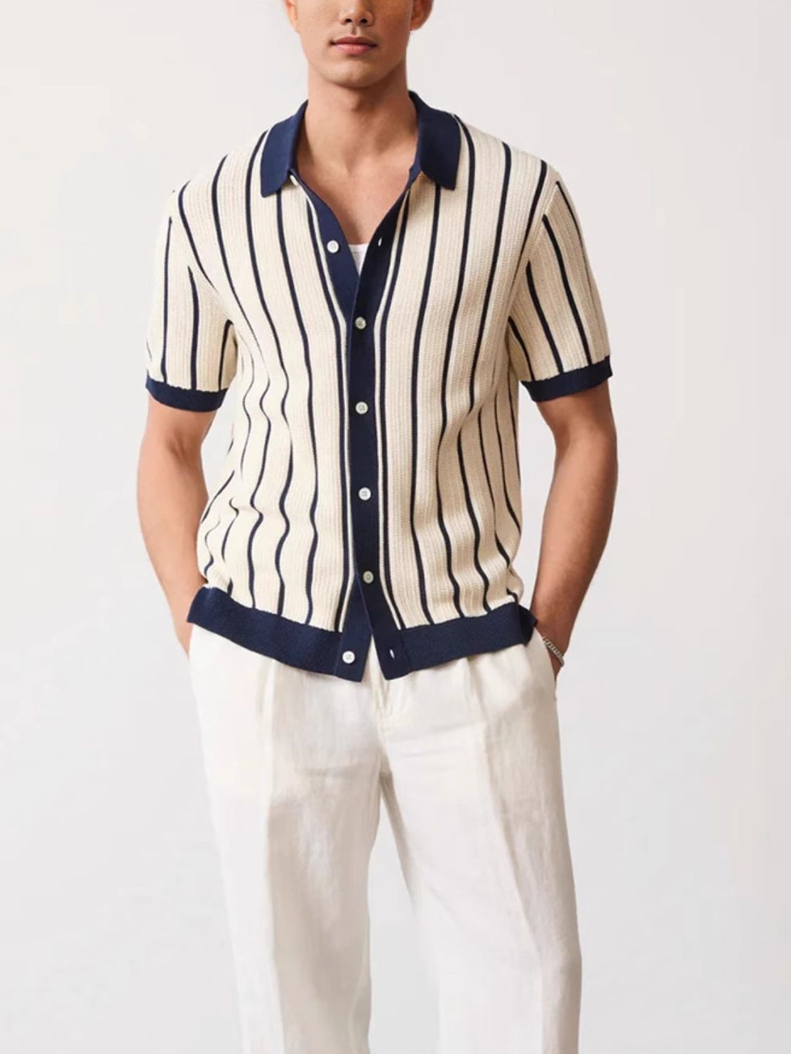Striped Button Down Short Sleeve Shirt