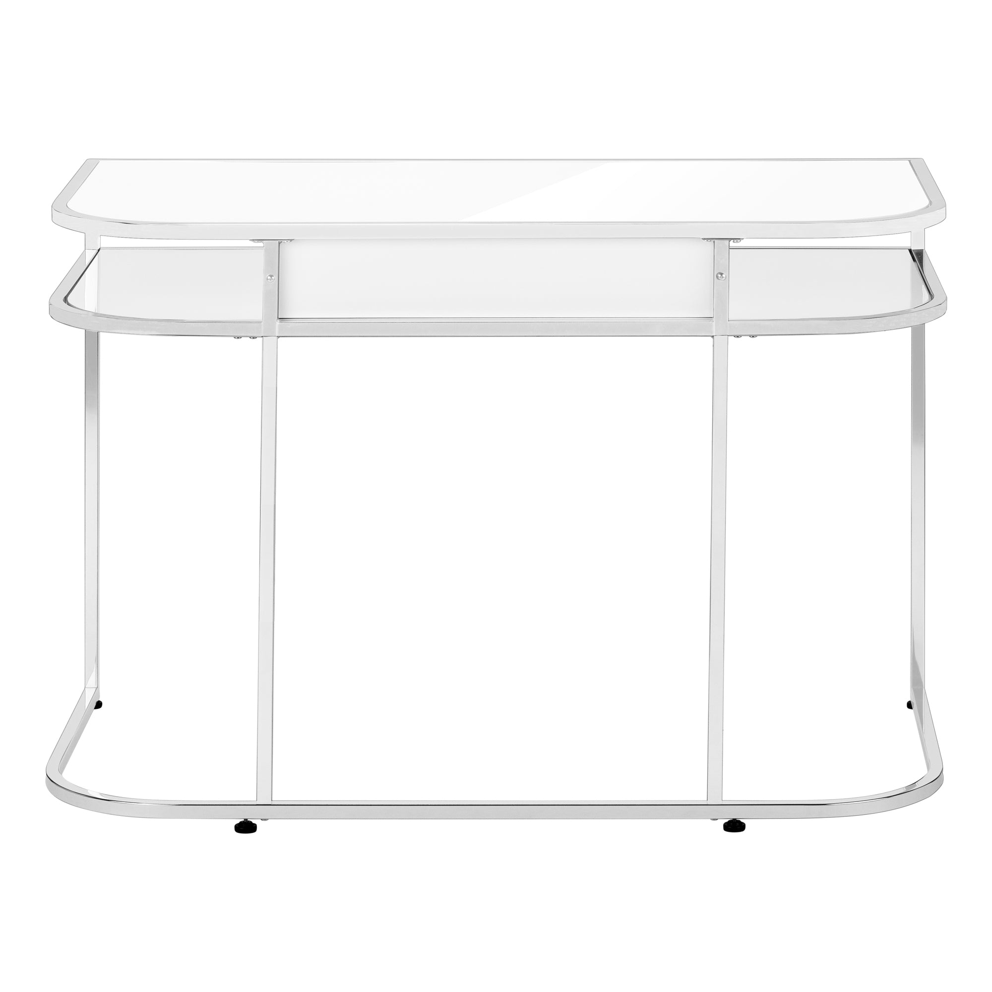 Computer Desk, Home Office, Laptop, Storage Drawers, 48'l, Work, White Laminate, Chrome Metal, Contemporary, Modern